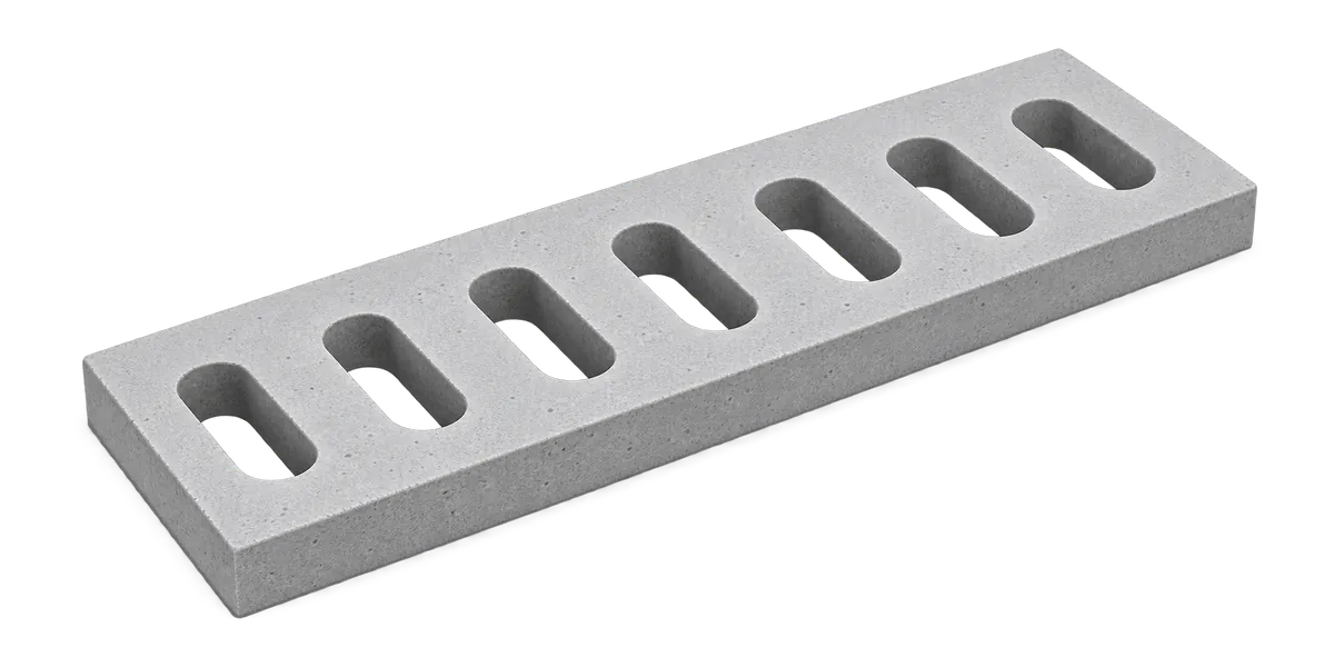 Precast concrete drain cover slab, 1200 x 400 mm, with 7 drainage slots