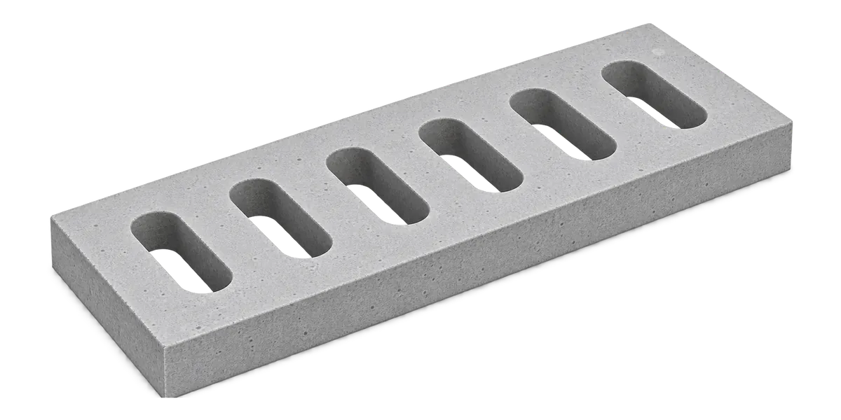 Precast concrete drain cover slab, 590 x 240 mm, with 6 drainage slots