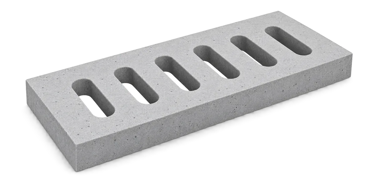 Precast concrete drain cover slab, 600 x 300 mm, with 6 drainage slots