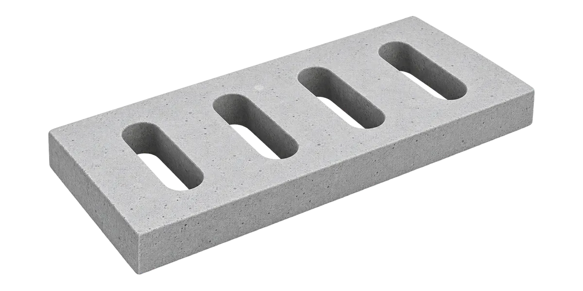 Precast concrete drain cover slab, 600 x 300 mm, with 4 drainage slots